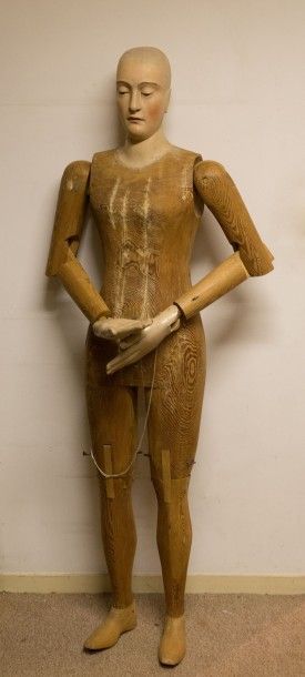 Mannequin de modéliste en sapin sculpté,...