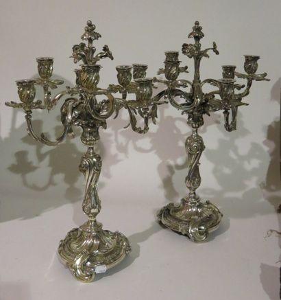 CHRISTOFLE
Paire de candélabres en bronze...
