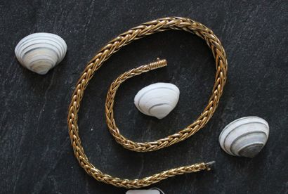 Collier en or jaune 750‰ maille palmier en...