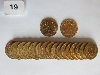 TUNISIE
Lot 18 x 20 Francs or