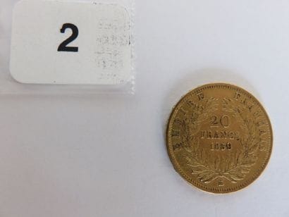 20 Francs or Napoléon III tête nue 1859 BB...