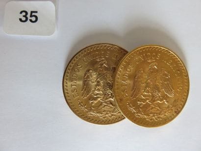 MEXIQUE
Lot de 2 x 50 Pesos or 1947 TTB