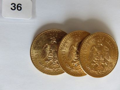 MEXIQUE
Lot de 3 x 50 Pesos or 1947 TTB