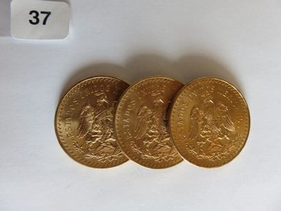 MEXIQUE
Lot de 3 x 50 Pesos or 1947 TTB