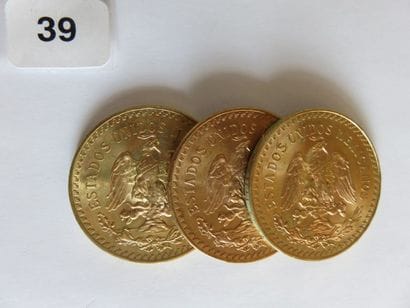 MEXIQUE
Lot de 3 x 50 Pesos or 1947 TTB