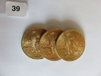 MEXIQUE
Lot de 3 x 50 Pesos or 1947 TTB