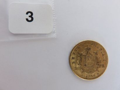 20 Francs or Napoléon III tête laurée 1861...