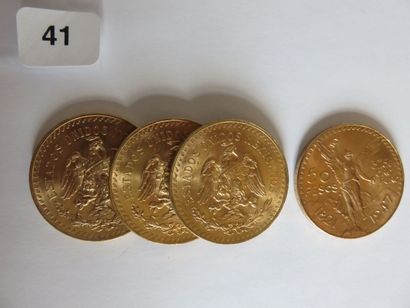 MEXIQUE
Lot de 4 x 50 Pesos or 1947 TTB