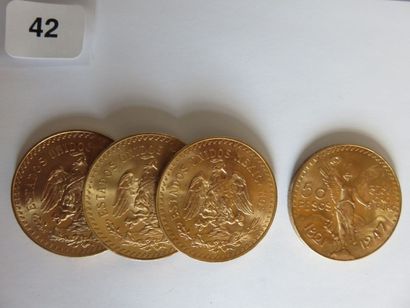 MEXIQUE
Lot de 4 x 50 Pesos or 1947 TTB