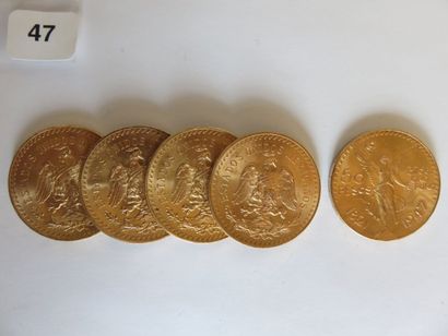 MEXIQUE
Lot de 5 x 50 Pesos or 1947 TTB