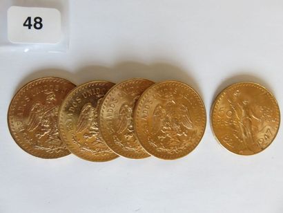 MEXIQUE
Lot de 5 x 50 Pesos or 1947 TTB