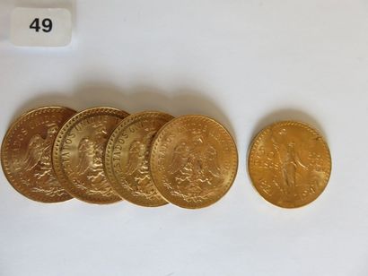 MEXIQUE
Lot de 5 x 50 Pesos or 1947 TTB