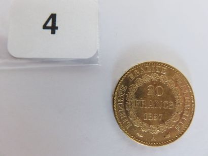 20 Francs or Génie, troisième république...