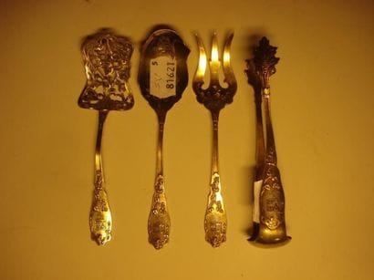Service à confiseries (4 pièces) en argent...
