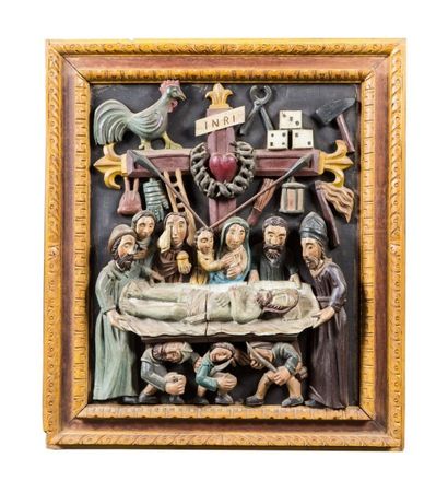 PANNEAU rectangulaire encadré. Chêne sculpté...