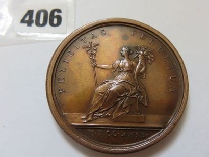 Médaille de Louis XV 1729 - Bonheur de la...
