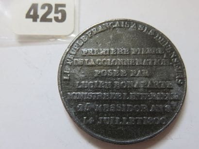 Médaille - Pose de la 1ère pierre de la colonne...