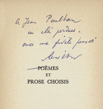 CHAR René
POÈMES ET PROSE CHOISIS. Paris,...