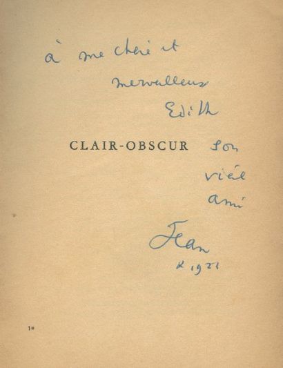COCTEAU Jean
CLAIR OBSCUR. POÈMES. Monaco,...