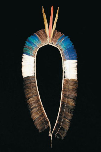Grand diadème Indiens Kayapó, Rio Xingu,...