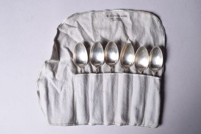Ensemble de 6 cuillères à café en argent...