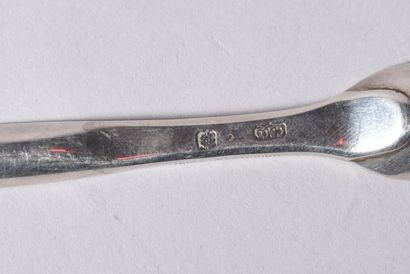 Double cuillère à moelle en argent. M.O....