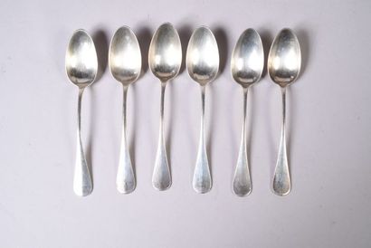 Ensemble de 6 cuillères à café en argent...