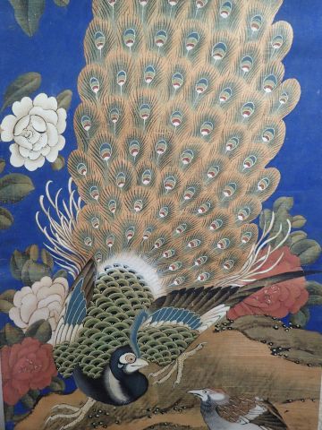 Ensemble de quatre peintures verticales formant...