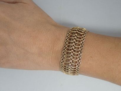 Bracelet à mailles articulées en or jaune...