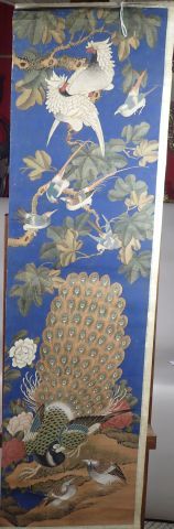 Ensemble de quatre peintures verticales formant...