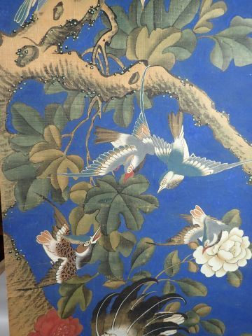 Ensemble de quatre peintures verticales formant...
