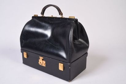 HERMES Paris Sac de voyage en cuir noir,...