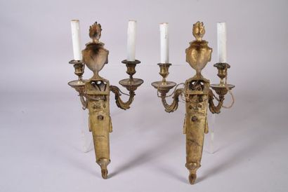 Paire d'appliques en bronze doré à deux bras...