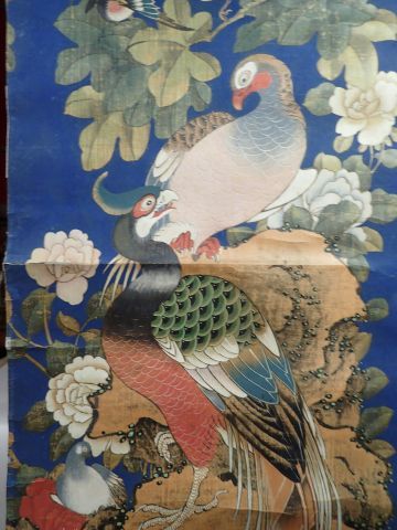 Ensemble de quatre peintures verticales formant...