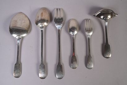 Ensemble de couverts de service en argent,...