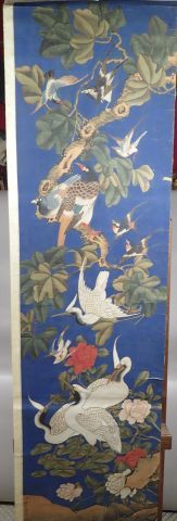 Ensemble de quatre peintures verticales formant...