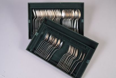 Partie de ménagère en argent modèle uniplat,...