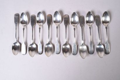 Ensemble de 12 cuillères à moka en argent,...