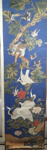 Ensemble de quatre peintures verticales formant...