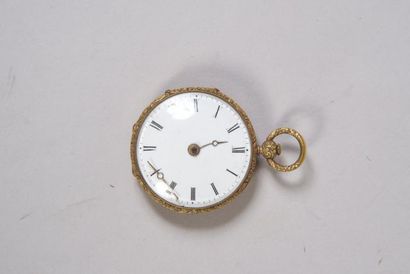 Montre à coq en or jaune, le cadran émaillé...