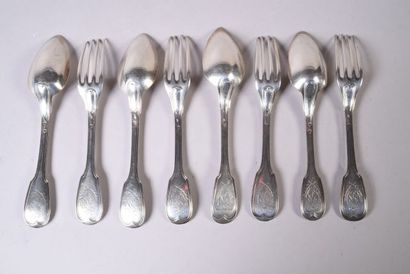 Ensemble de couverts de table en argent modèle...