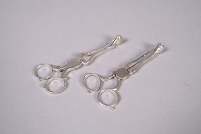 Ensemble de deux pinces à sucres en argent....