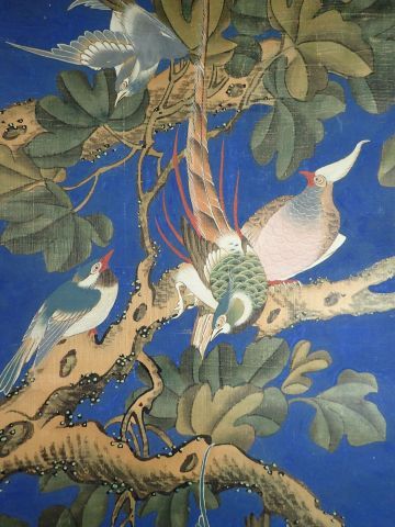 Ensemble de quatre peintures verticales formant...