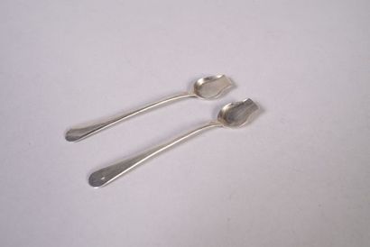 Ensemble de deux pelles à sel. Poinçon vieillard....