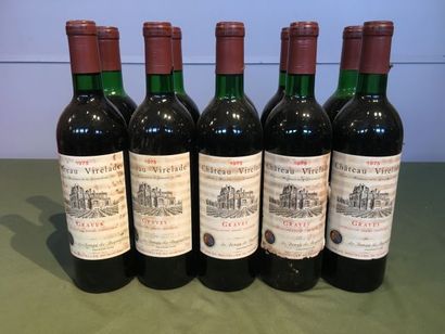 10 bouteilles Château Virelade 1973 Graves,...
