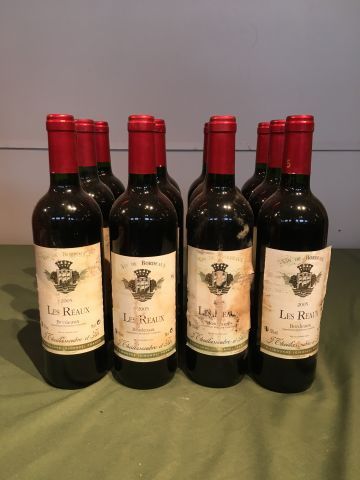 12 bouteilles Les Reaux 2005 Bordeaux, étiquettes...