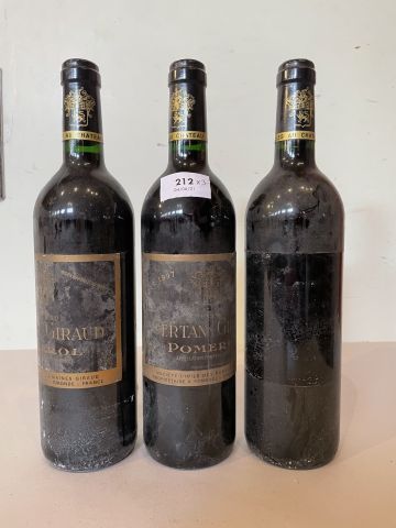 3 bouteilles Château Certan Giraud 1997 Pomerol,...