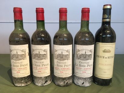 4 bouteilles : La Rose Picot 1982 Médoc,...