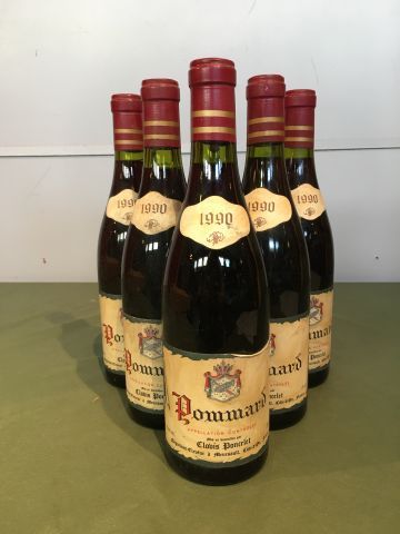 6 bouteilles Pommard 1990 Clovis Poncele...