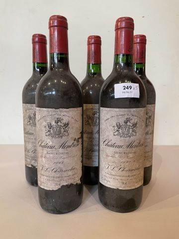 5 bouteilles Château Montrose 1992 Saint...